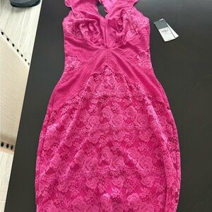 Pink Lace Sleeveless Dress